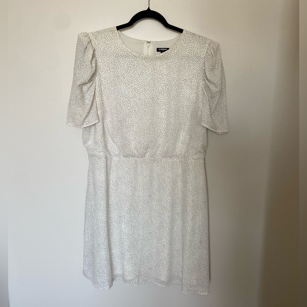 Express White and Black Polka Dot Dress